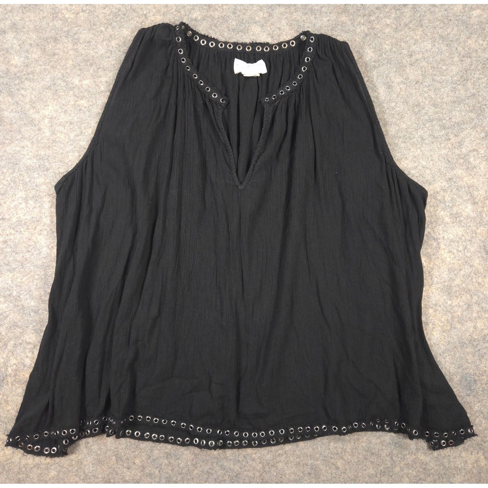 Denim & Supply Ralph Lauren Black Grommet Gauze Sleeveless Top XL Boho
